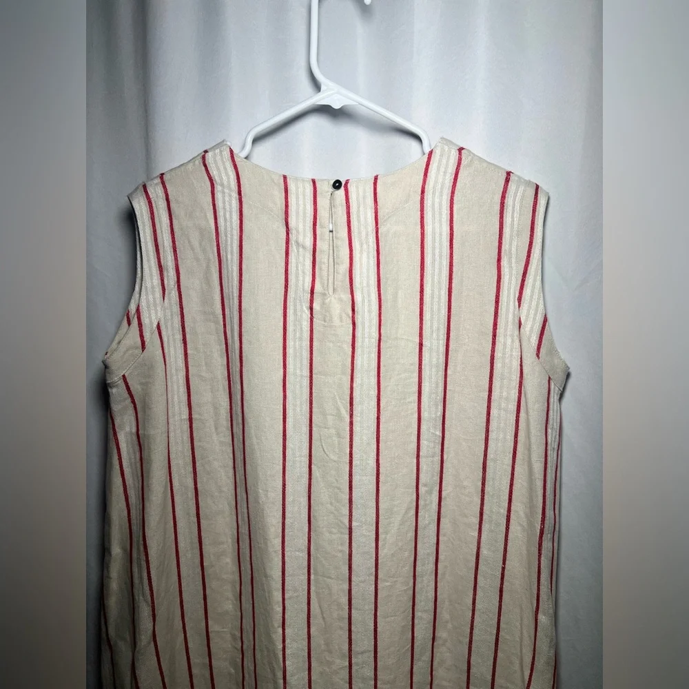 ICHI ANTIQUITES LINEN STRIPE SLEEVELESS DRESS - Picture 6 of 11